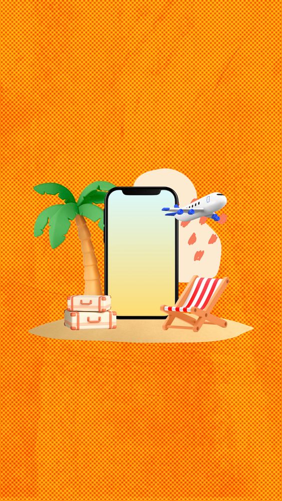 Summer vacation booking iPhone wallpaper editable design