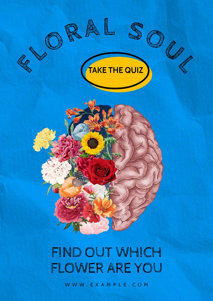 Floral soul quiz poster template, customizable design 