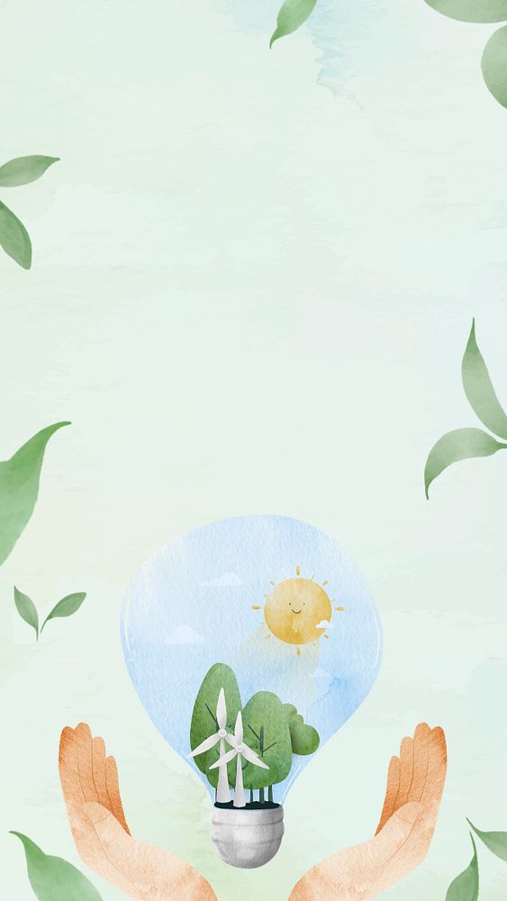 Sustainability & alternative energy mobile wallpaper, editable design