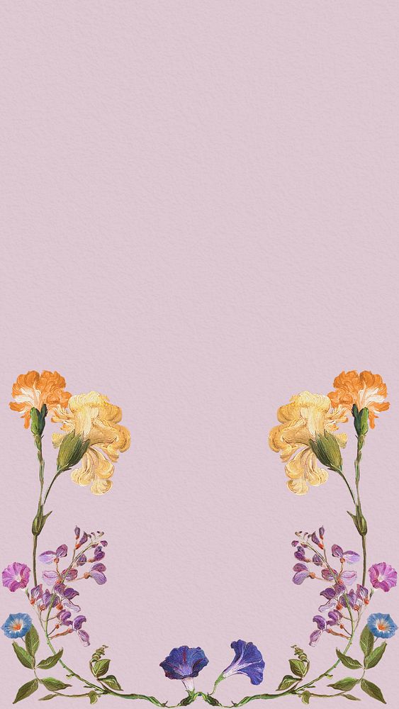 Floral pink mobile wallpaper, editable vintage flower illustration by Pierre Joseph Redouté. Remixed by rawpixel.