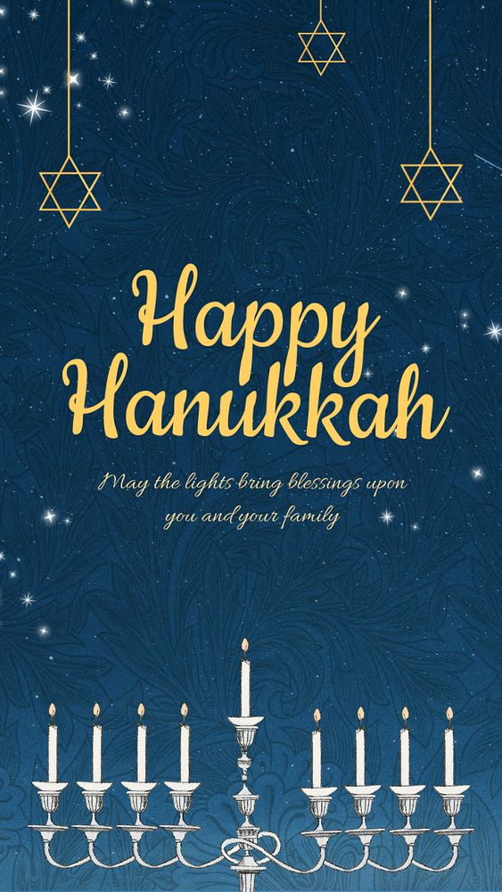 Happy Hanukkah Instagram story template, editable  design. Famous art, remixed by rawpixel.