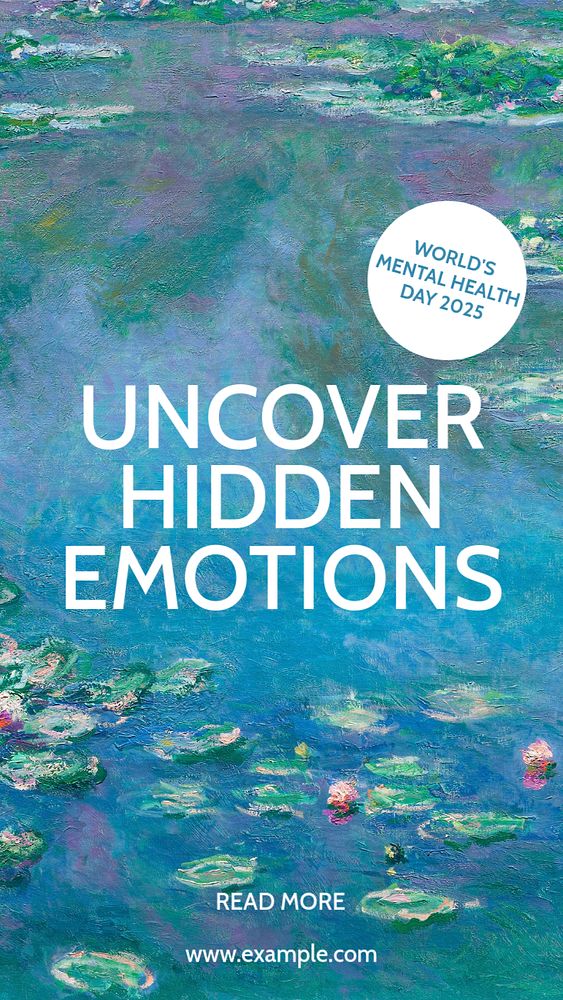 Monet's water lilies Instagram story template, editable design, remixed by rawpixel.