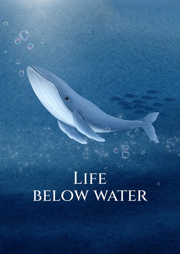 Life below water poster template, customizable aesthetic paint remix 