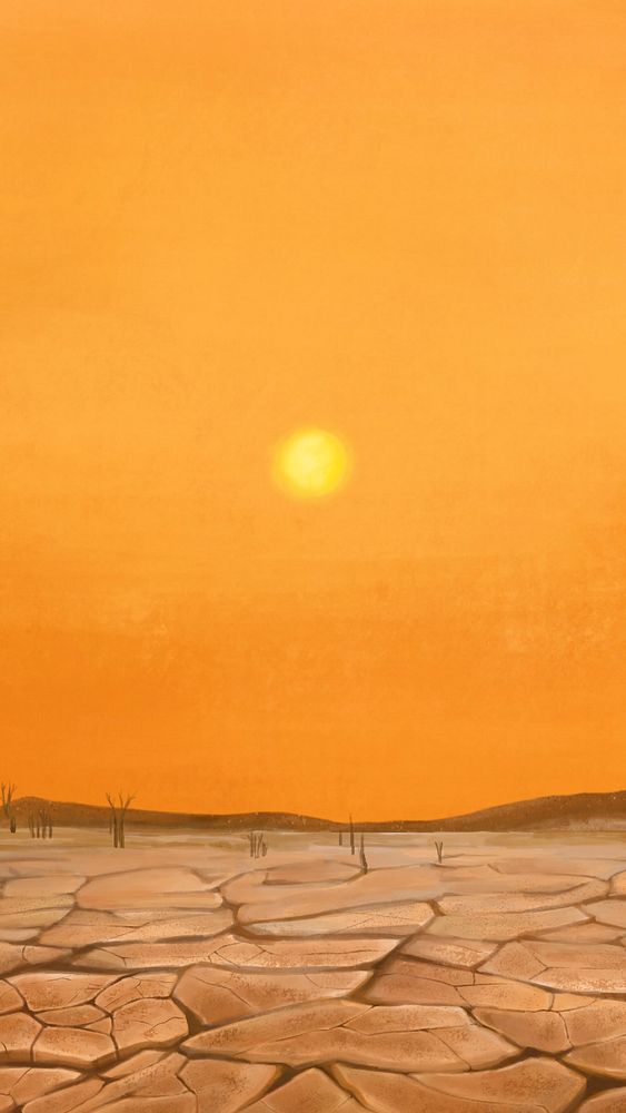 Drought, orange iPhone wallpaper, editable illustration background