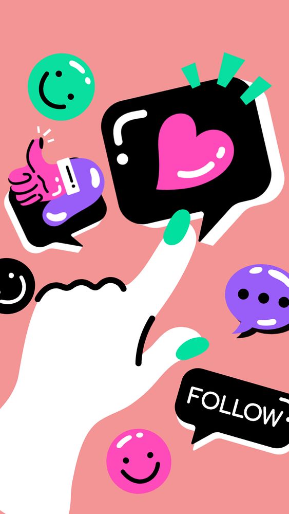 Funky social media mobile wallpaper, editable colorful design