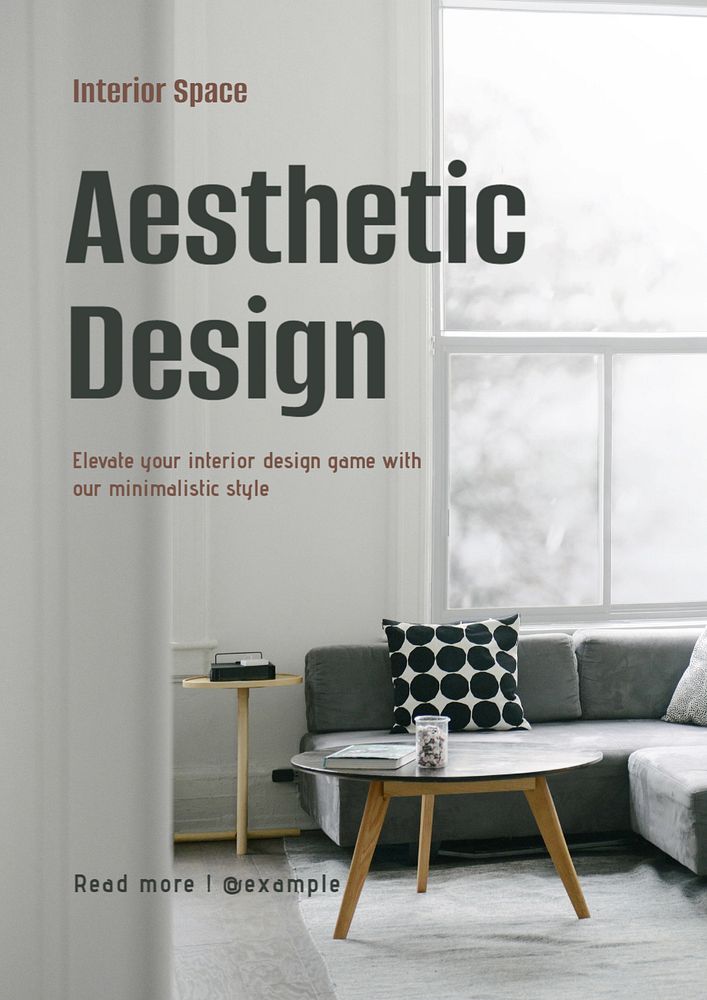 Aesthetic interior poster template, editable text and design