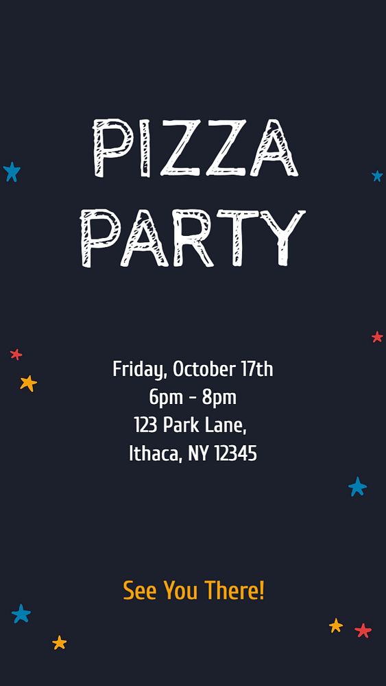 Pizza party invitation Instagram story template, editable text