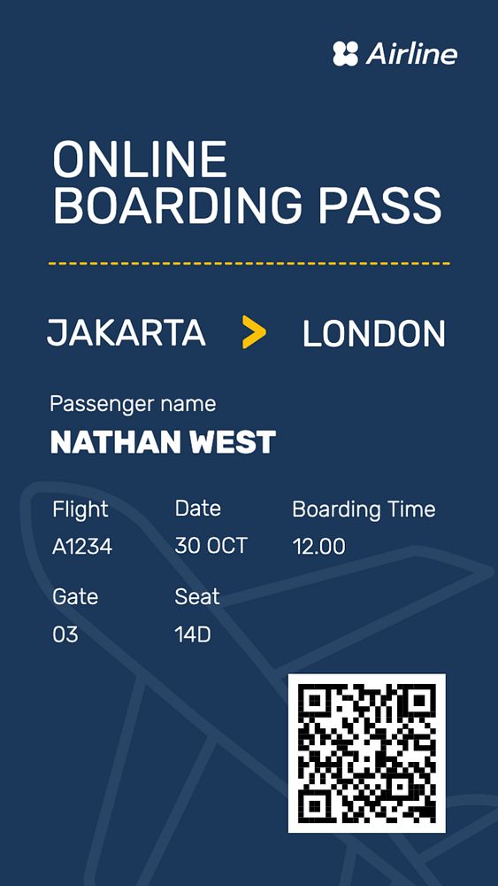 Boarding pass Instagram story template, editable text