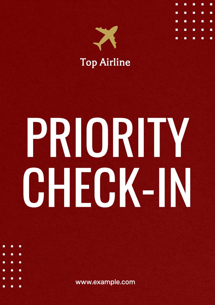 Priority check-in poster template, editable text and design