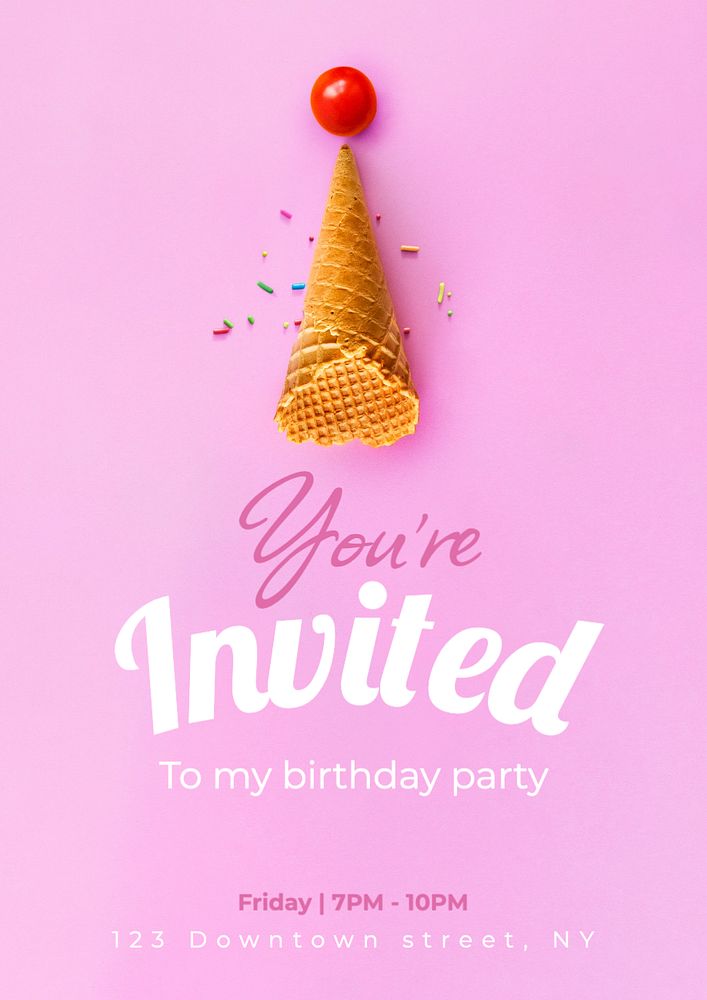 Birthday party poster template, editable text and design