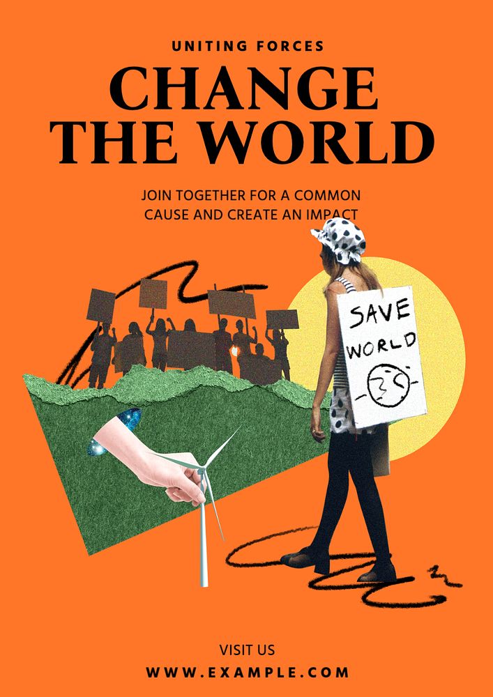 Change the world poster template, editable text and design