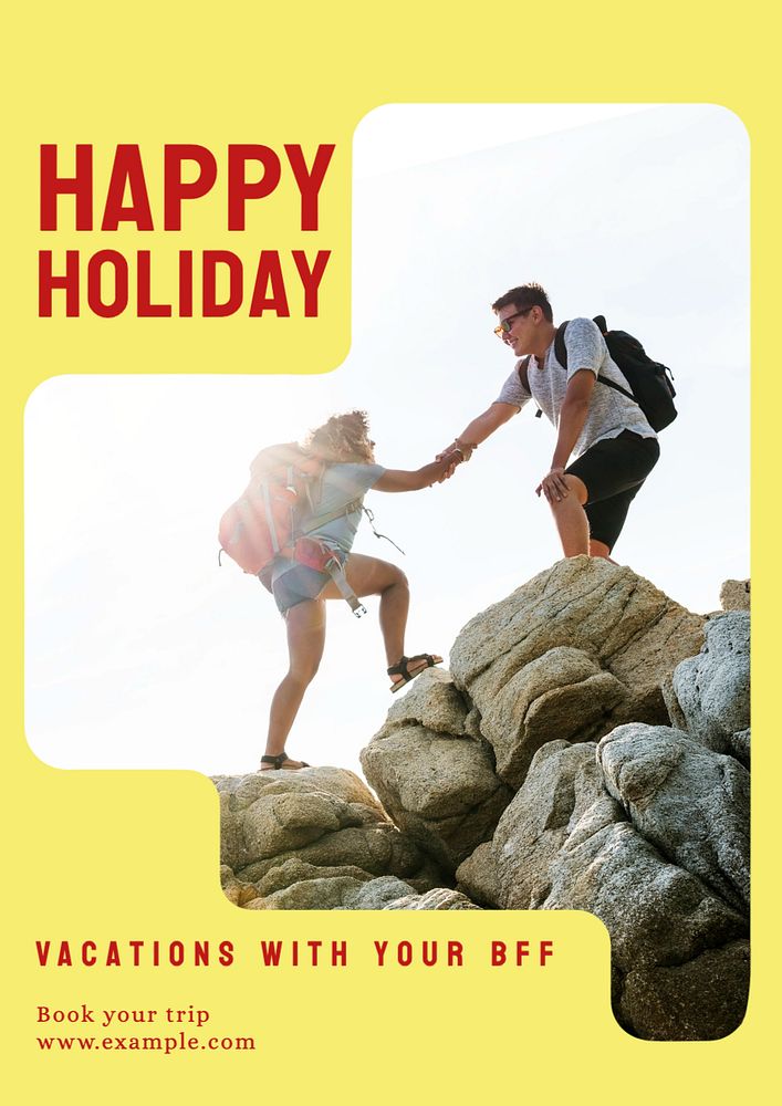 Happy Holiday poster template, editable text and design