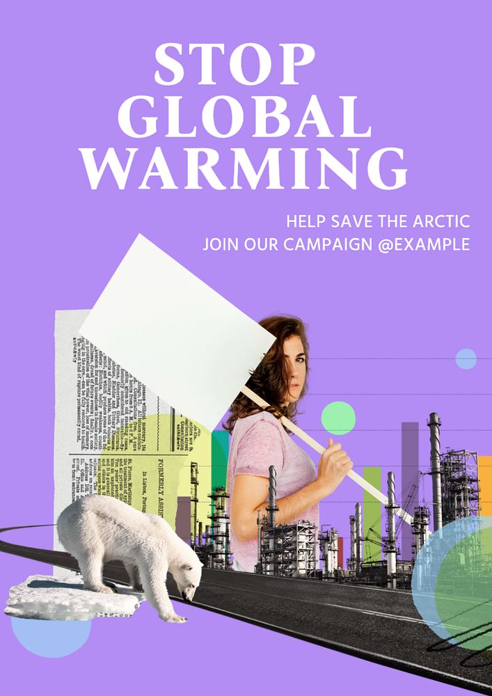 Stop global warming poster template, editable text and design