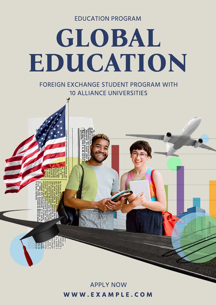 Global education poster template, editable text and design