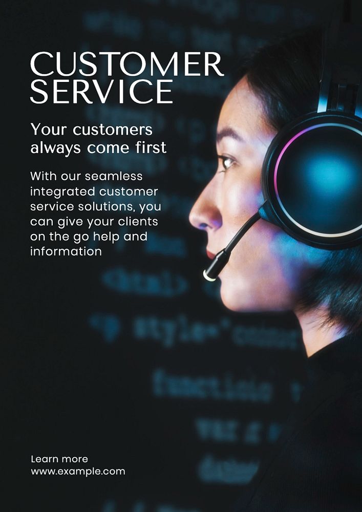 Customer service poster template, editable text and design