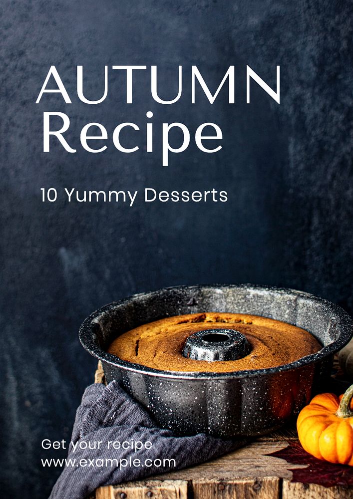 Autumn dessert recipe poster template, editable text and design