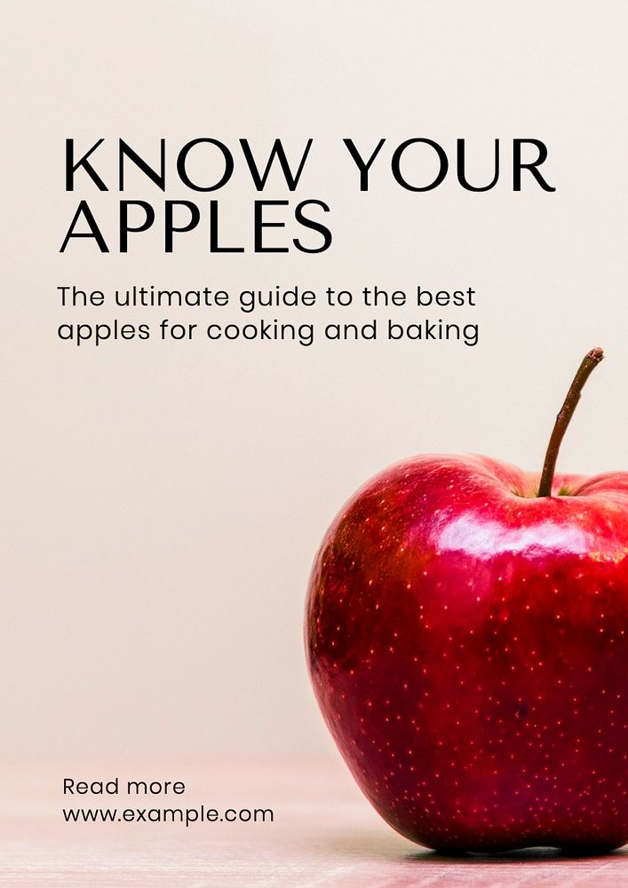 Apple recipes poster template, editable text and design