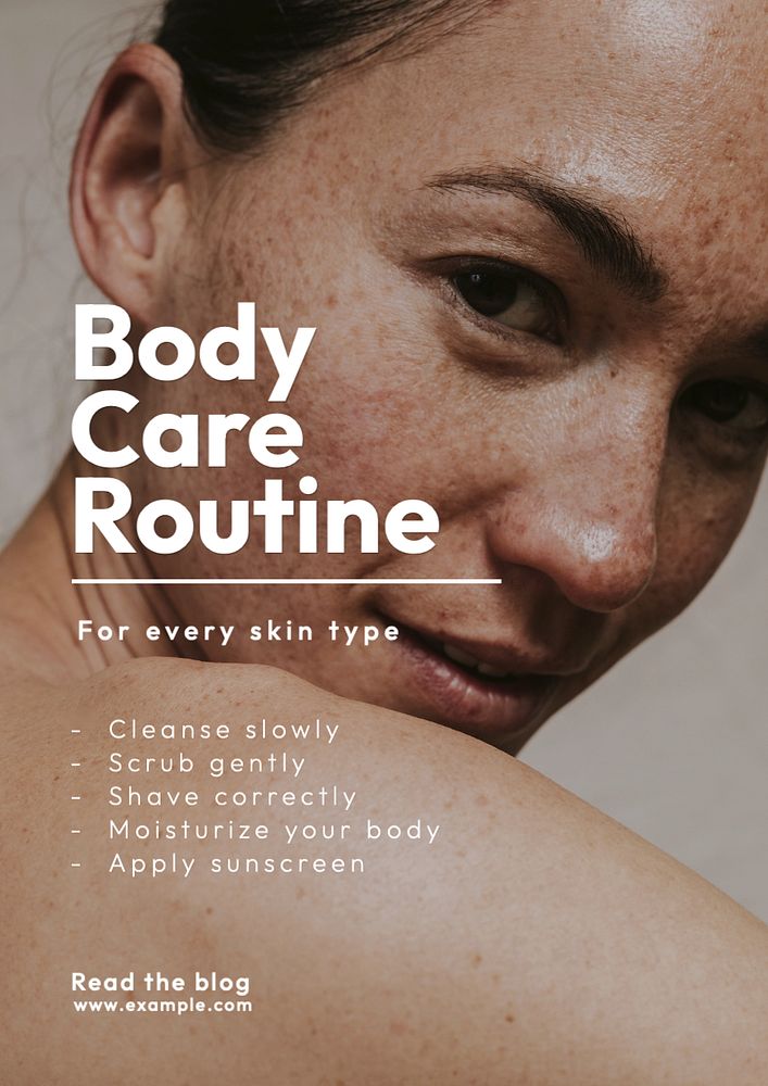 Body care routine poster template, editable text and design