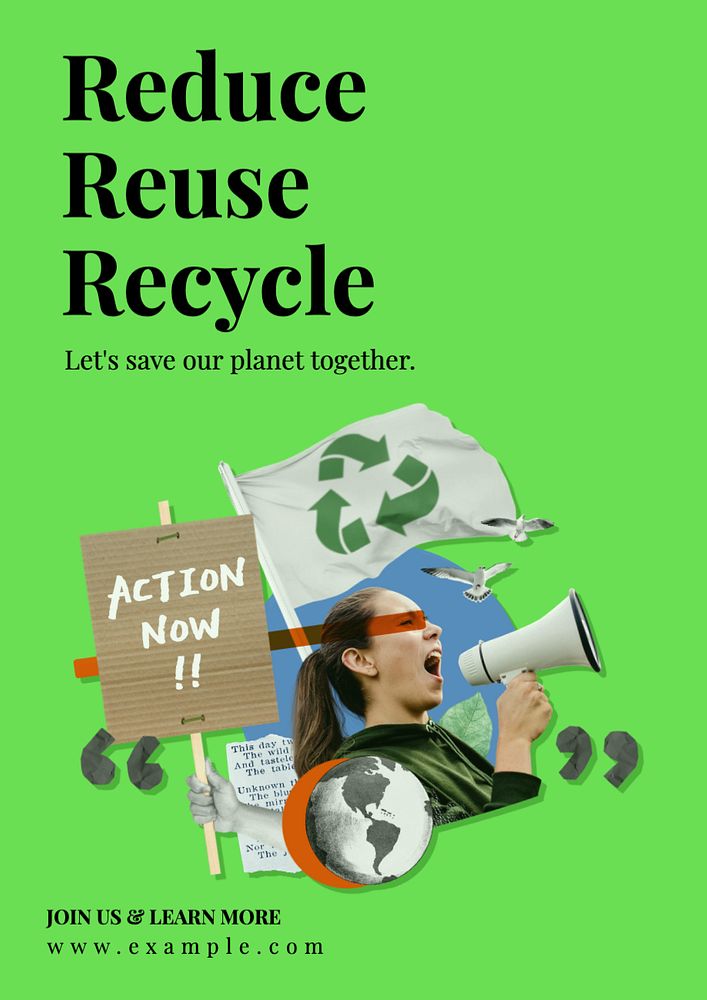 Recycle poster template, editable text and design