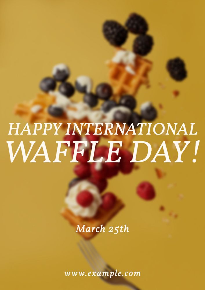 Waffle day poster template, editable text and design