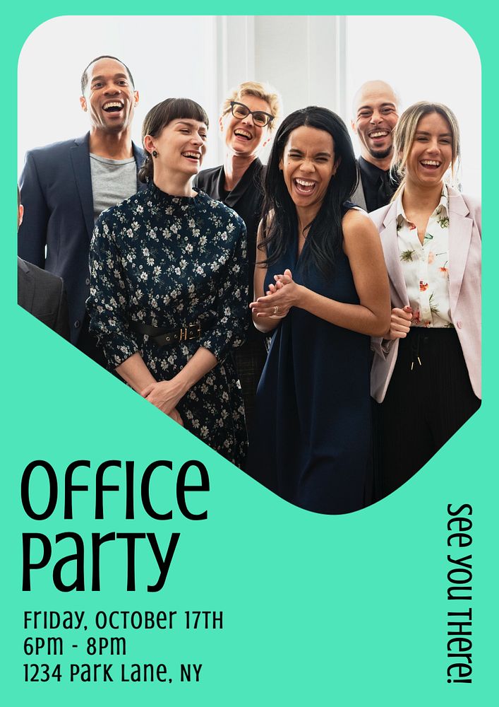 Office party  poster template, editable text and design