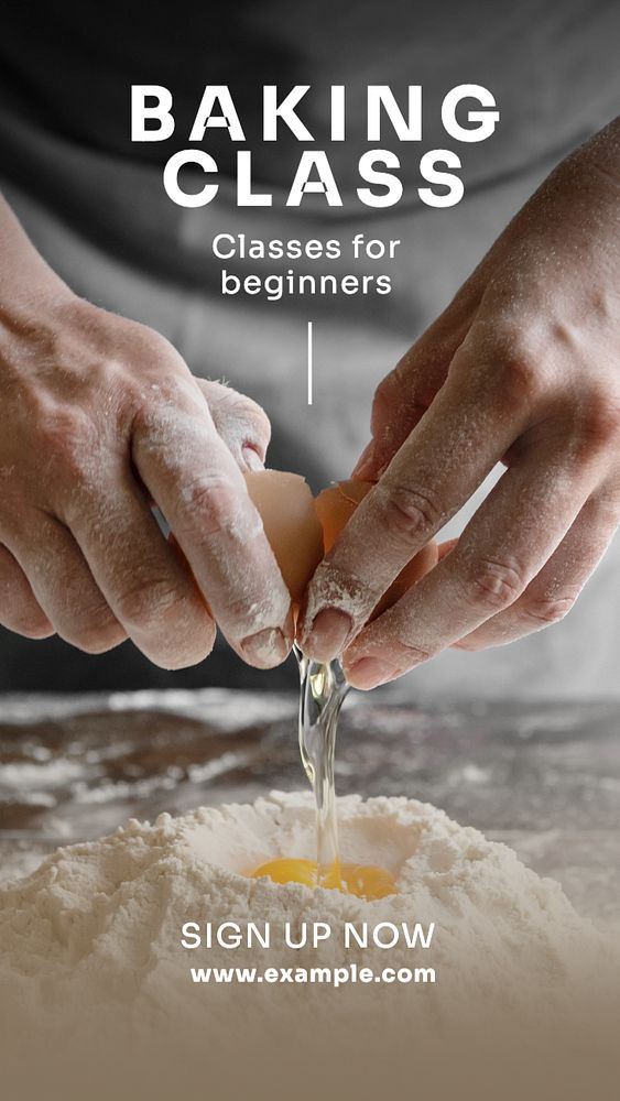 Baking class Instagram story template, editable text