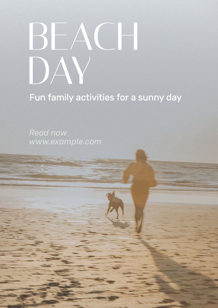 Beach day poster template, editable text and design