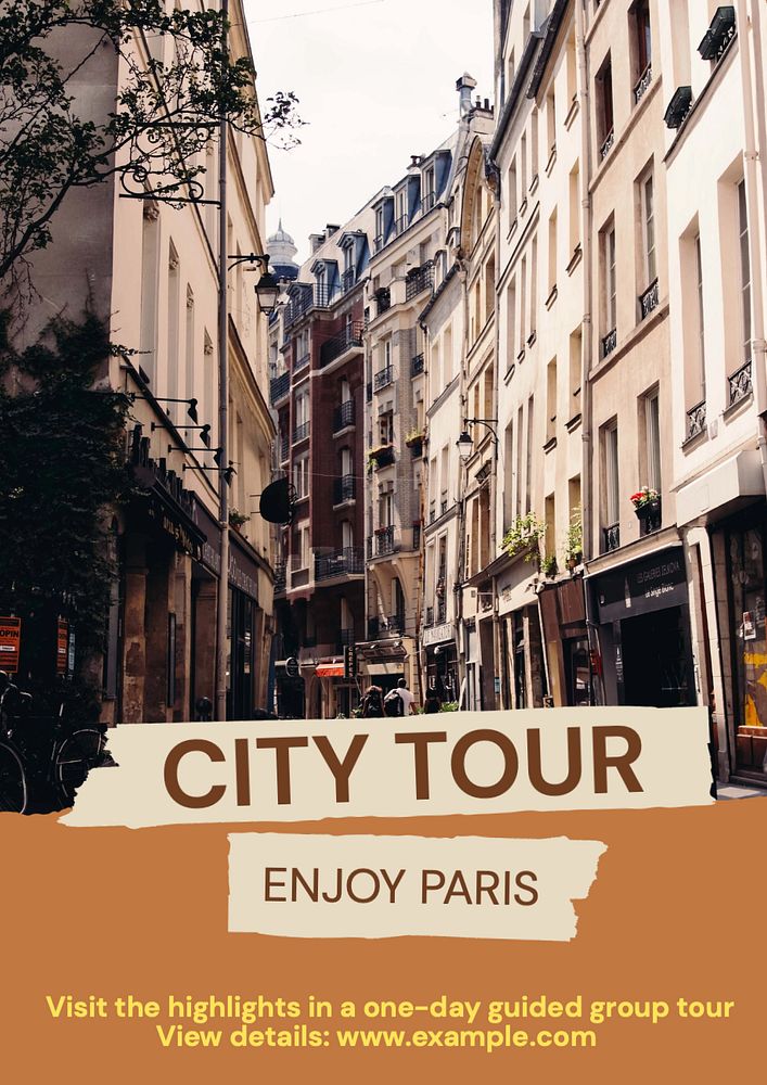 City tour poster template, editable text and design