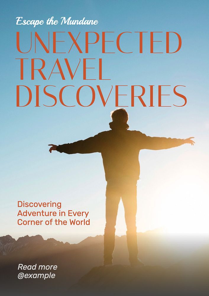 Travel discoveries poster template, editable text and design