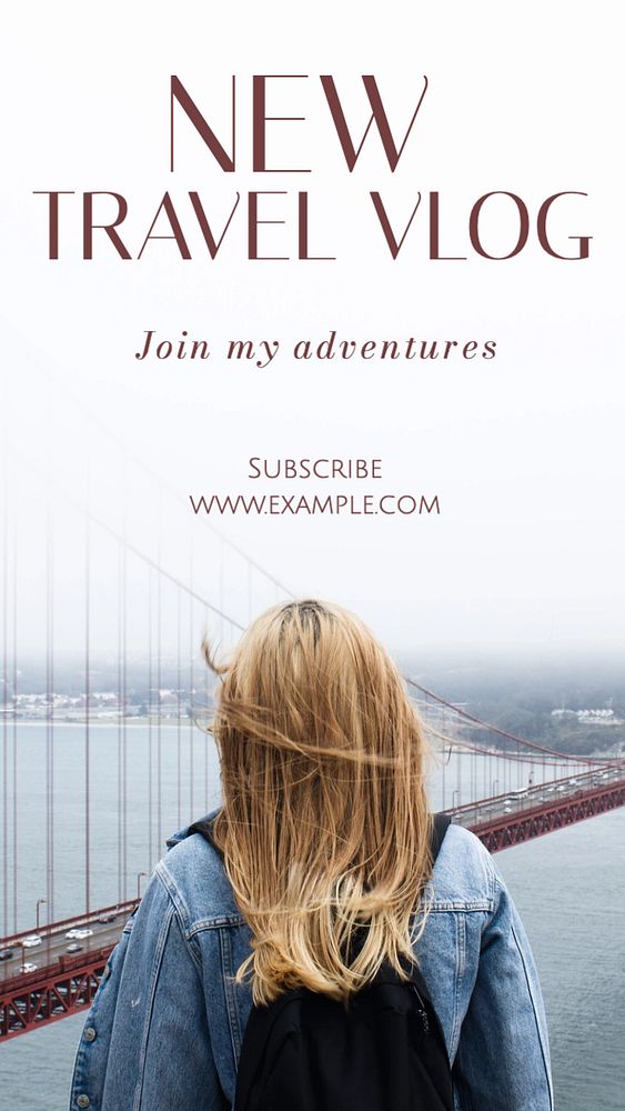 New travel vlog Instagram story template, editable text