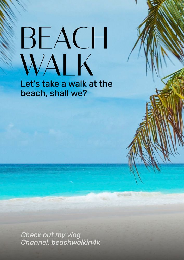 Beach Walk poster template, editable text and design