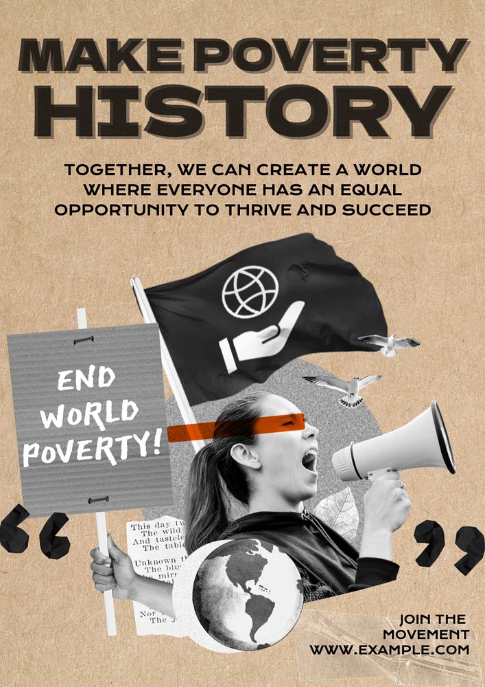 Make poverty history poster template, editable text and design