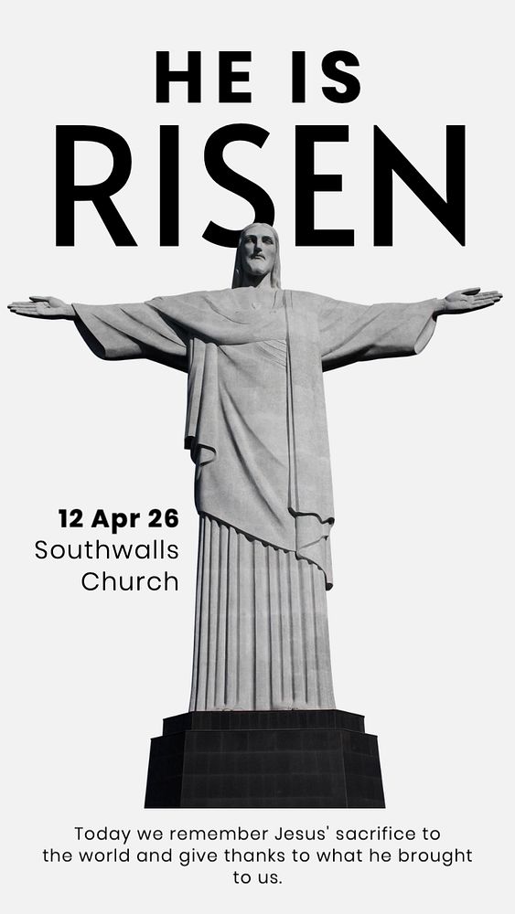 Jesus is risen Instagram story template, editable text