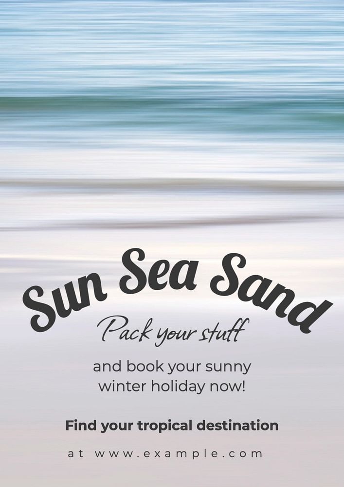 Sea, sun, sand poster template, editable text and design