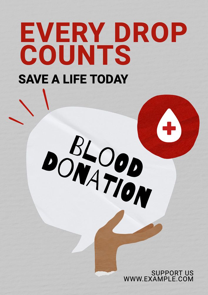 Blood donation poster template, editable text and design