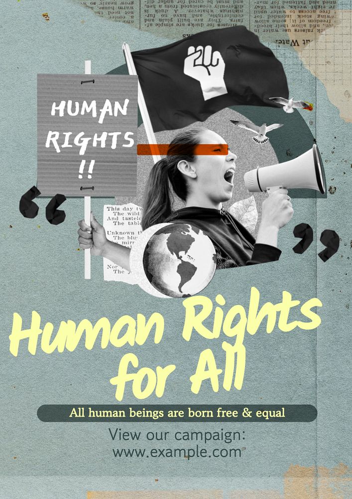 Human rights & equality poster template, editable text and design