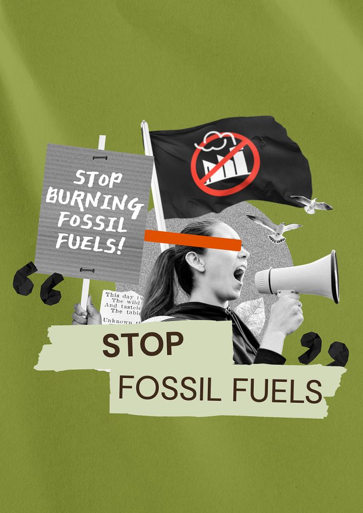 Fossil fuels poster template, editable text and design