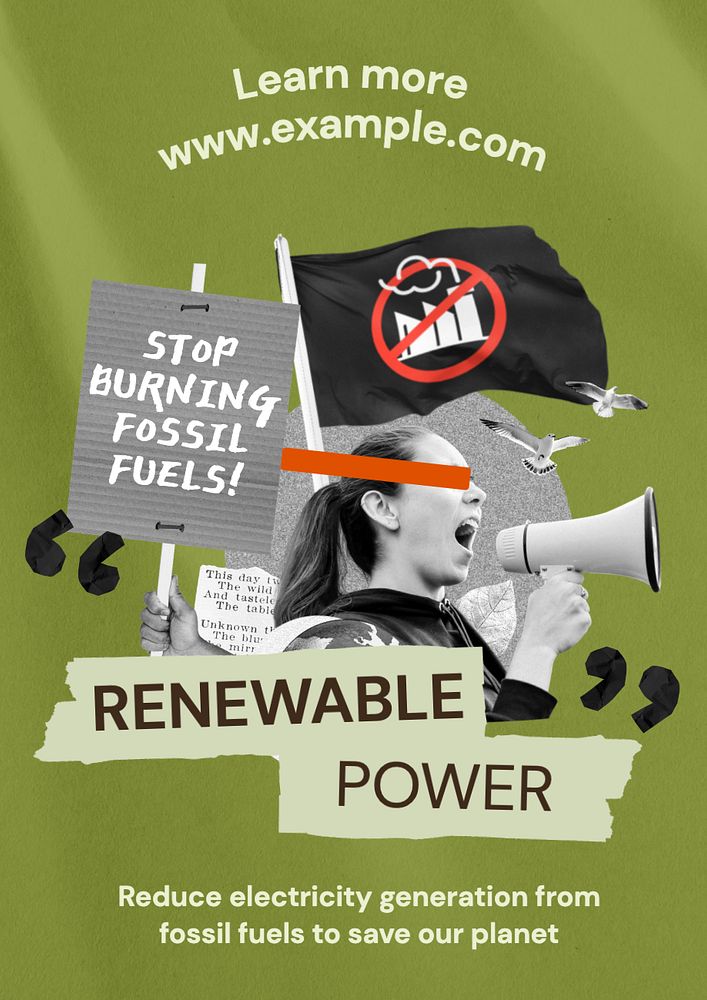 Renewable power poster template, editable text and design