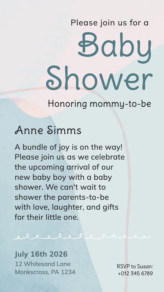 Baby shower Instagram story template, editable text