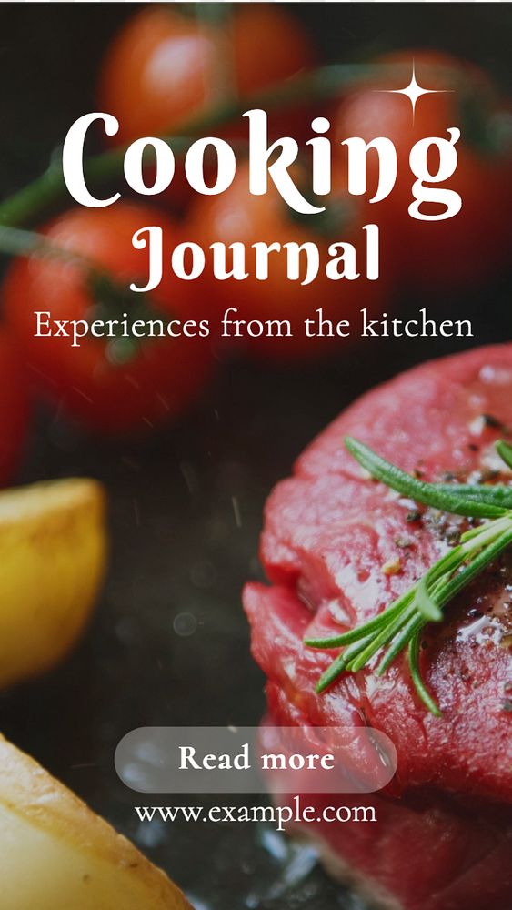 Cooking journal Instagram story template, editable text