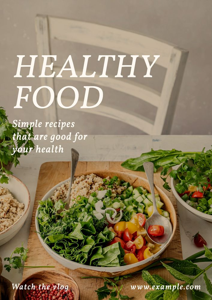 Healthy food  poster template, editable text and design