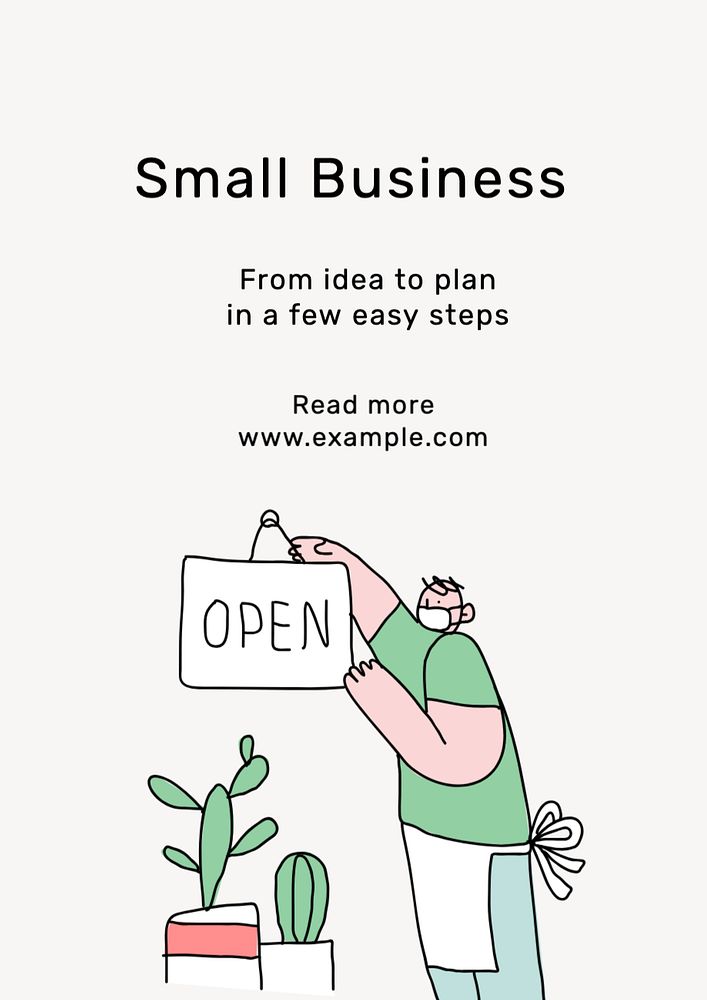 Small business  poster template, editable text and design