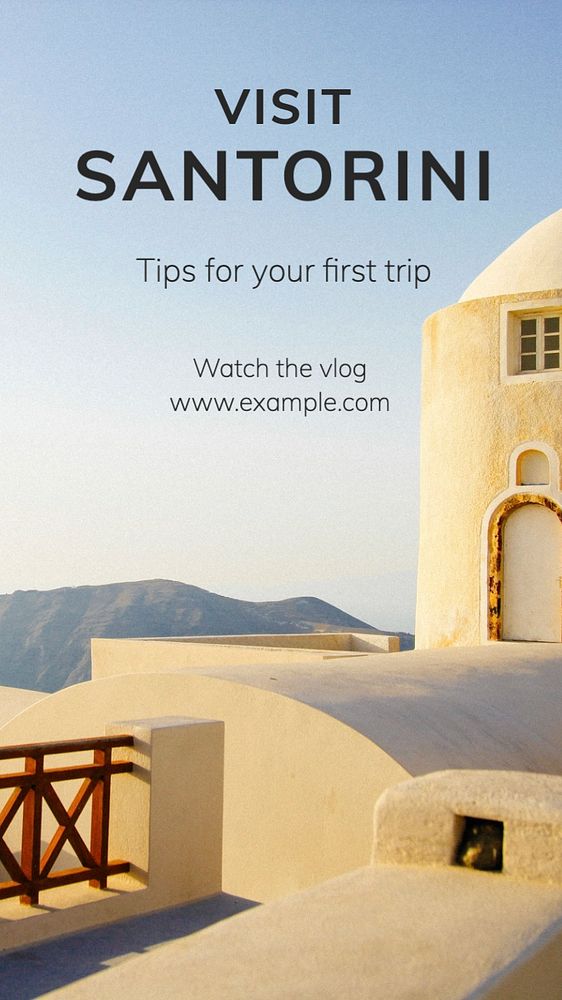 Visit Santorini blog banner template, editable text