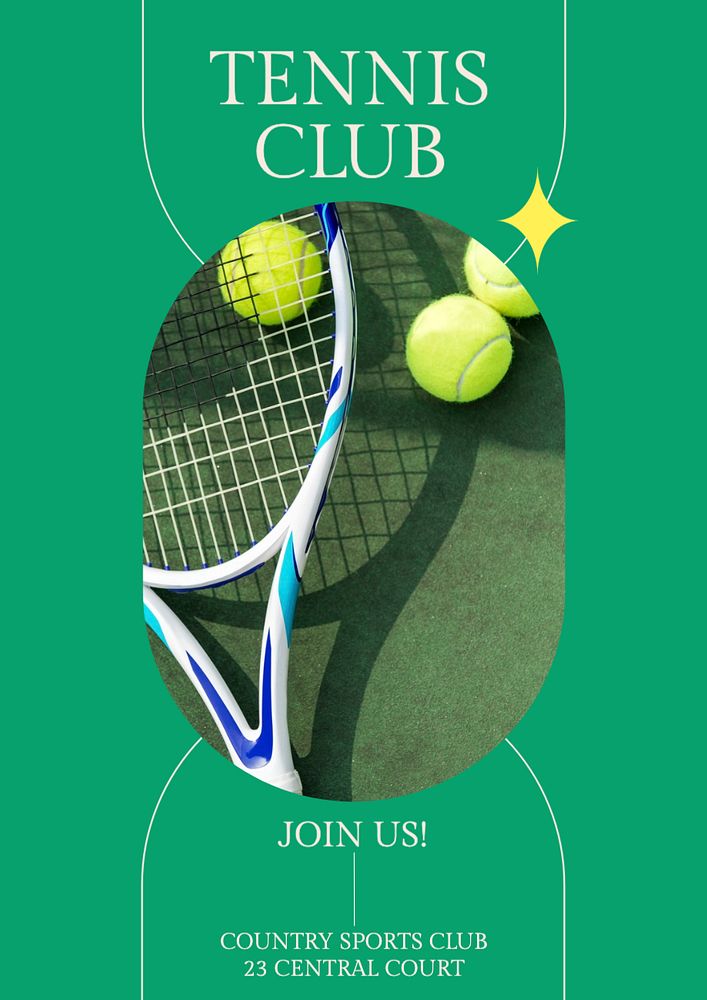 Tennis club  poster template, editable text and design