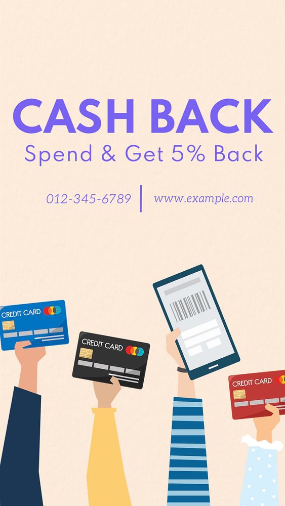 Credit card advertisement  Instagram story template, editable text