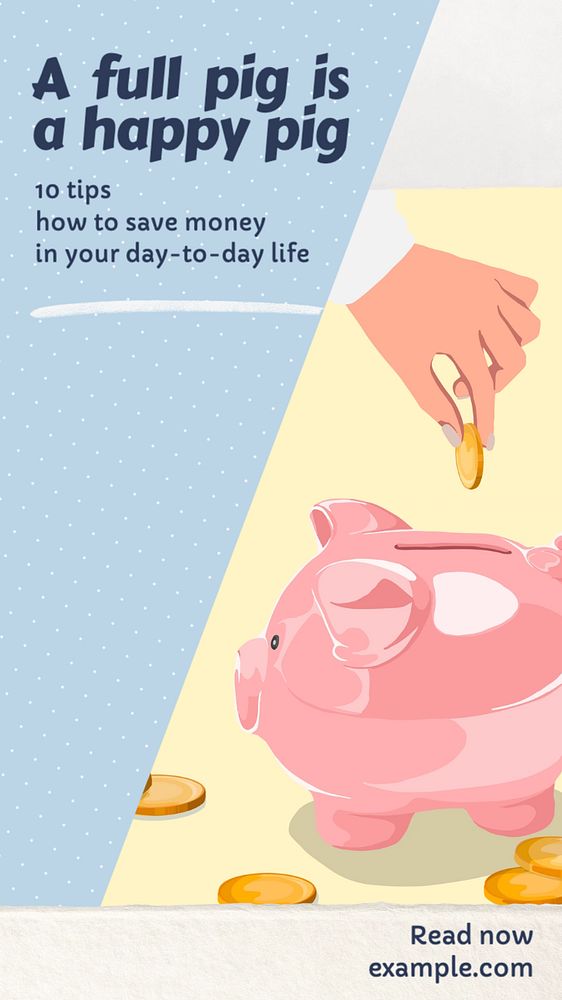 Saving money tips Instagram story template, editable text