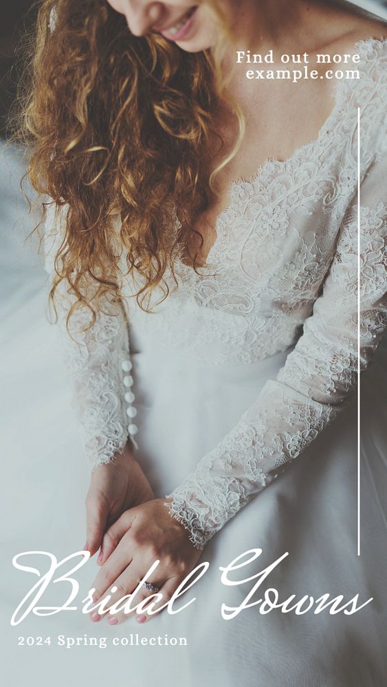 Bridal gowns  Instagram story template, editable text