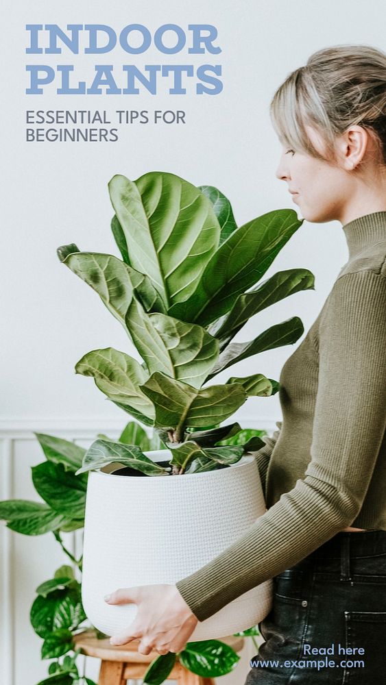 Indoor plants Instagram story template, editable text