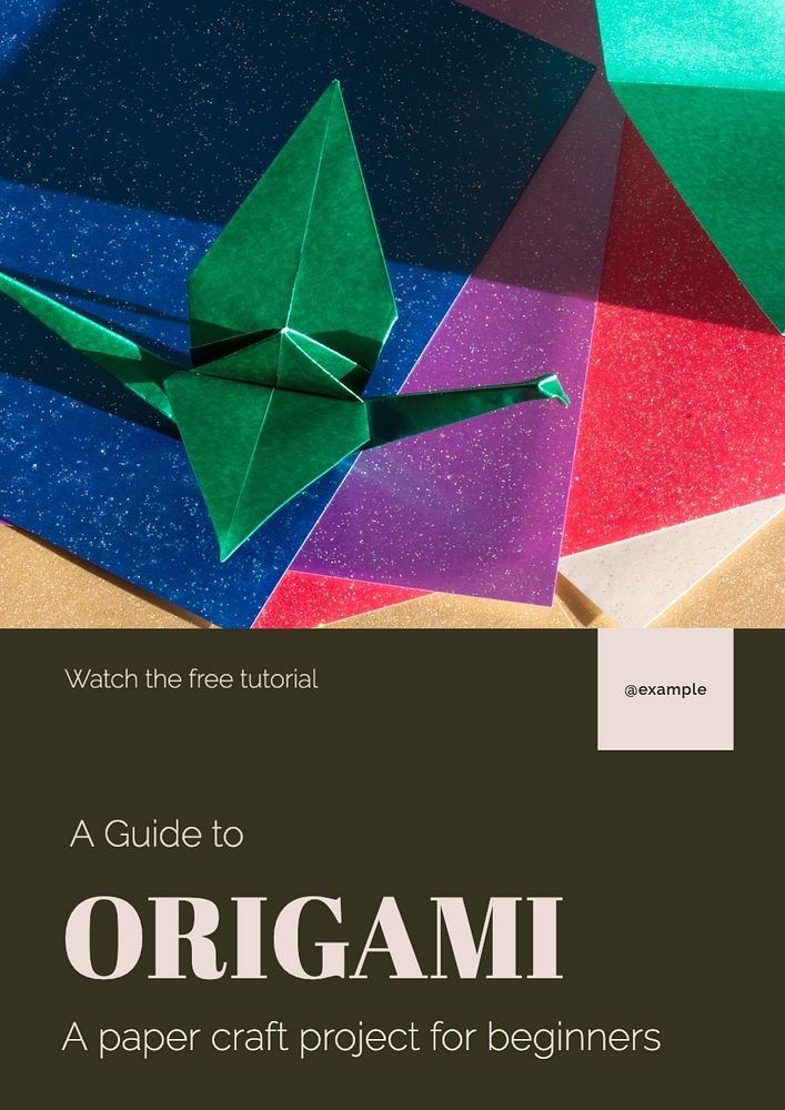 Origami  poster template, editable text and design