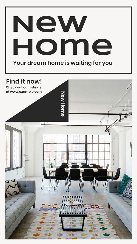 Home listings Instagram story template, editable text